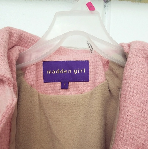 Madden Girl Kid Girls Faux Wool PeaCoat Pink Sz4 - Picture 4 of 8